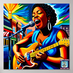 Affiche Une guitariste blues dans la rue