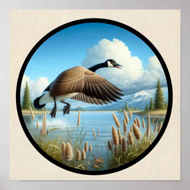 Affiche Une image 3D circulaire d'une magnifique bernache  (Devant)