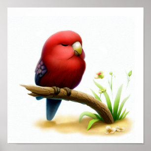 Affiche Une image aquarelle 3D d'un jeune Rosella cramoisi