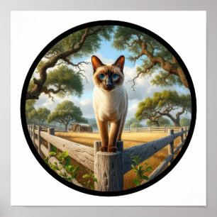 Affiche Une image circulaire 3D d'un beau chat siamois