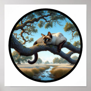 Affiche Une image circulaire 3D d'un beau chat siamois