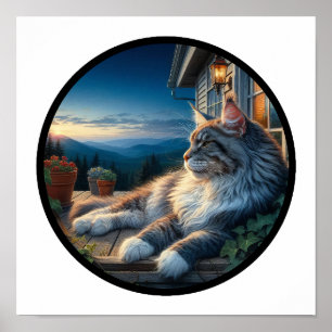 Affiche Une image circulaire 3D d'un beau manteau de Maine