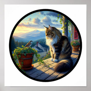 Affiche Une image circulaire 3D d'un beau manteau de Maine