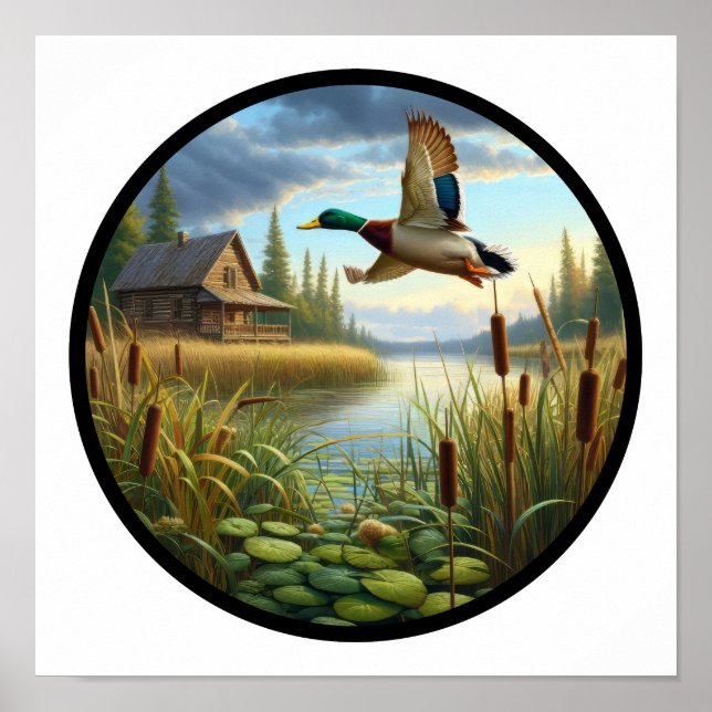 Affiche Une image circulaire en 3D d'un canard à Majard vo (Devant)