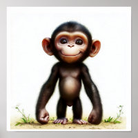 Une image de chimpanzé à l'aquarelle rendue en 3D