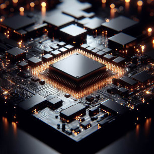 Affiche Une image technique centrée sur un composant infor