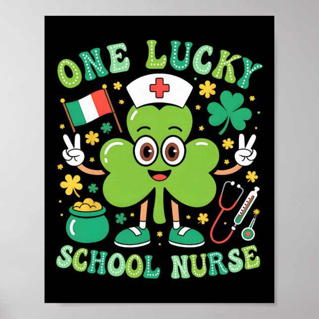 Affiche Une infirmière scolaire chanceuse St Patrick's Day (Devant)