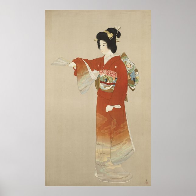 Affiche Une Japonaise À Kimono (Devant)