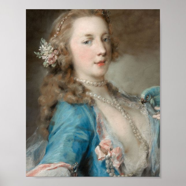 Affiche Une jeune dame avec un perroquet (par Rosalba Carr (Devant)