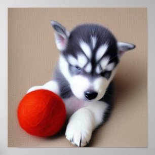 Affiche Une jolie chiot Husky