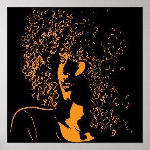 Affiche Une jolie femme africaine avec portrait afro