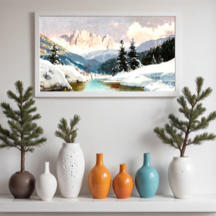 Affiche Une journée d'hiver ensoleillée avec vue sur les D
