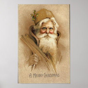 Affiche Une joyeuse carte Noël Old Père Noël