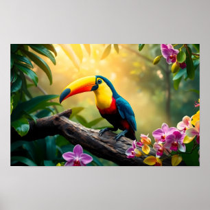 Affiche Une jungle tropicale vibrante avec un toucan