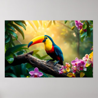 Affiche Une jungle tropicale vibrante avec un toucan