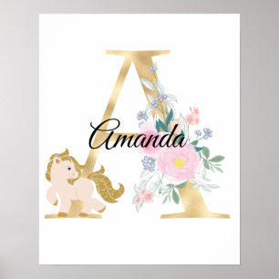 Affiche Une lettre monogramme de nom personnalisé avec pon