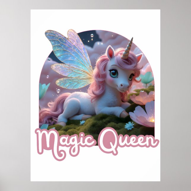 Affiche Une licorne blanche aux ailes (Devant)
