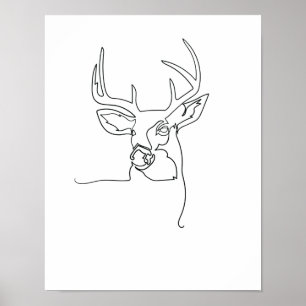 Affiche Une Line Drawing Hirsch Single Art