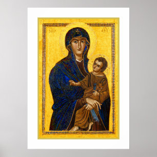 Affiche Une Madone et un Enfant Anciens pour les Fêtes de