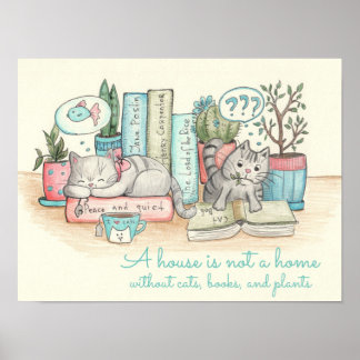 Affiche Une maison n'est pas une maison sans chats, livres