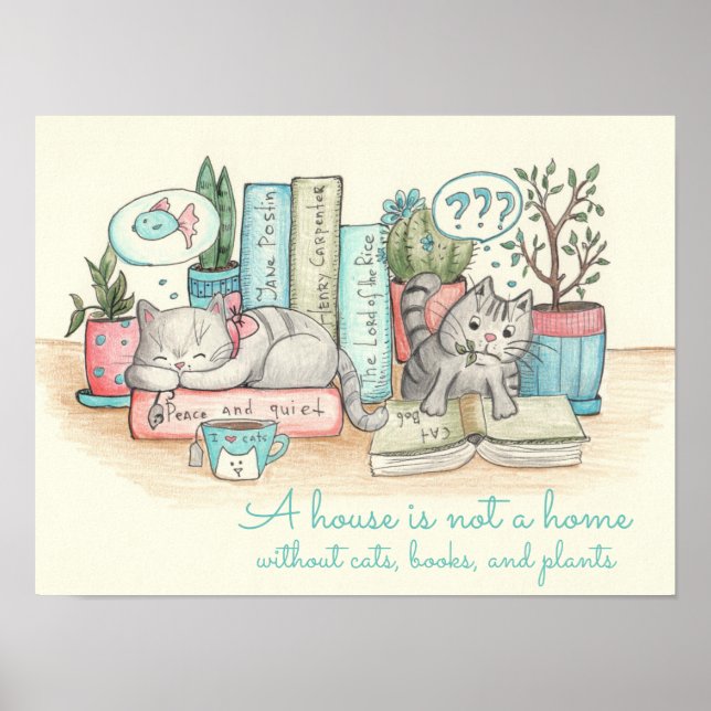 Affiche Une maison n'est pas une maison sans chats, livres (Devant)