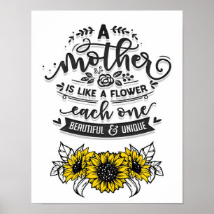 Affiche Une mère est comme une fleur, mignonne cadeau de f