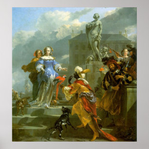 Affiche Une mère présente un perroquet à une dame