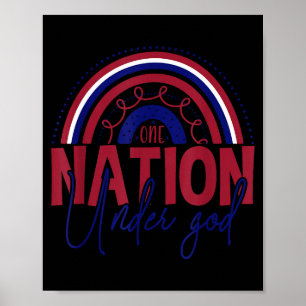 Affiche Une nation sous dieu arc-en-ciel patriotique indép