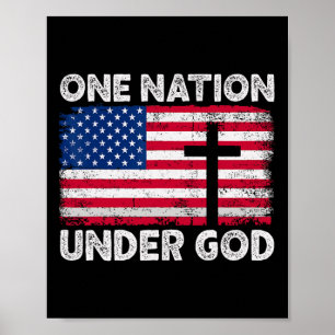 Affiche Une nation sous Dieu Drapeau 4 juillet Patriotique