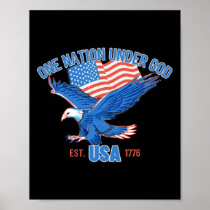 Affiche Une nation sous Dieu Drapeau des États-Unis 4 juil
