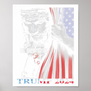 Affiche Une nation sous Dieu Trump 2024 Dieu drapeau améri