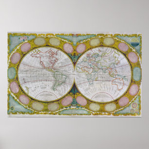 Affiche Une nouvelle carte du monde, 1770-1797