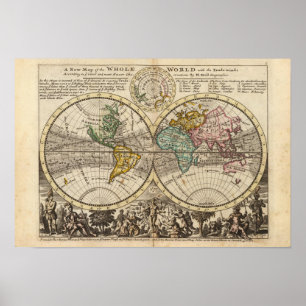 Affiche Une nouvelle carte du monde entier avec les alizés