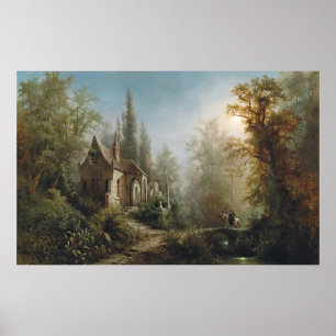 Affiche Une nuit illuminée par la Lune au-dessus d'une cha