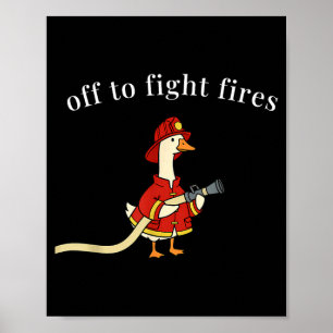 Affiche Une oie pompier part combattre les incendies