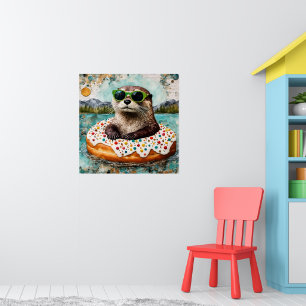 Affiche Une Otter en vacances dans une beigne flottante
