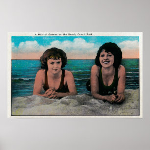 Affiche Une paire de Queens sur la plage, parc d'océan