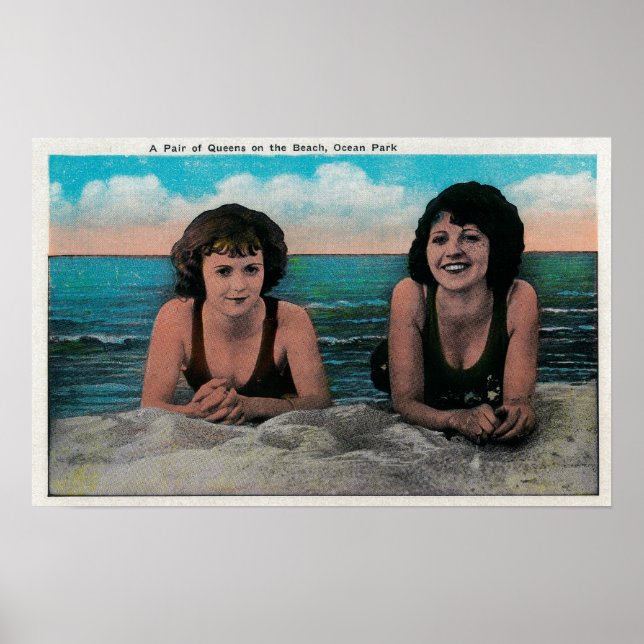 Affiche Une paire de reines sur la plage, Ocean Park (Devant)