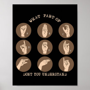 Affiche Une partie de Ne pas comprendre Asl Sign Language 