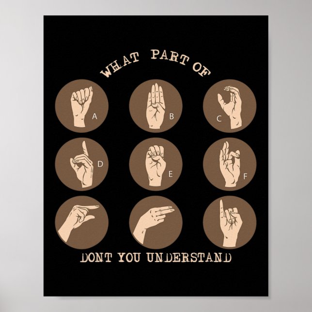 Affiche Une partie de Ne pas comprendre Asl Sign Language  (Devant)