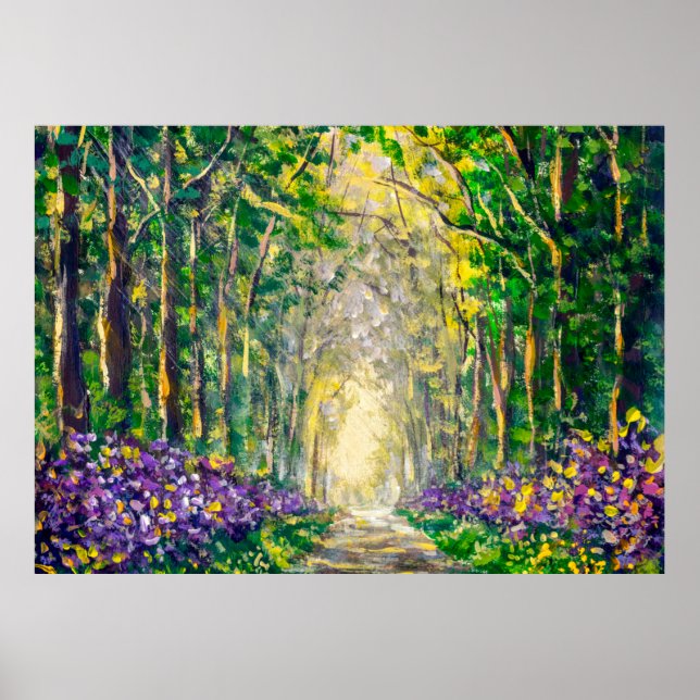 Affiche Une peinture à l'huile sur toile d'un paysage sais (Devant)