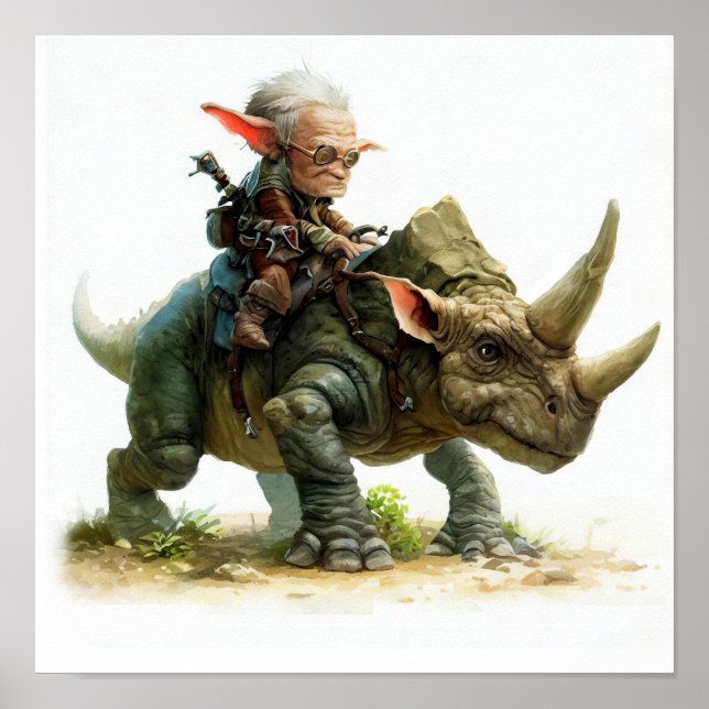 Affiche Une peinture aquarelle d'un elfe guerrier intrépid (Devant)