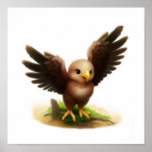 Affiche Une peinture numérique d'un adorable jeune aigle i