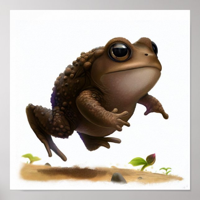 Affiche Une peinture numérique d'un jeune crapaud mignon (Devant)