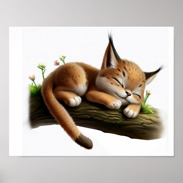 Affiche Une peinture numérique d'un jeune Lynx mignon (Devant)