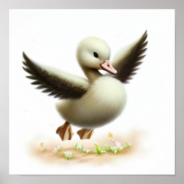 Affiche Une peinture numérique d'un jeune mignon cygne (Devant)