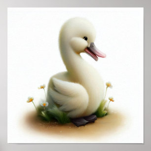Affiche Une peinture numérique d'un jeune mignon cygne