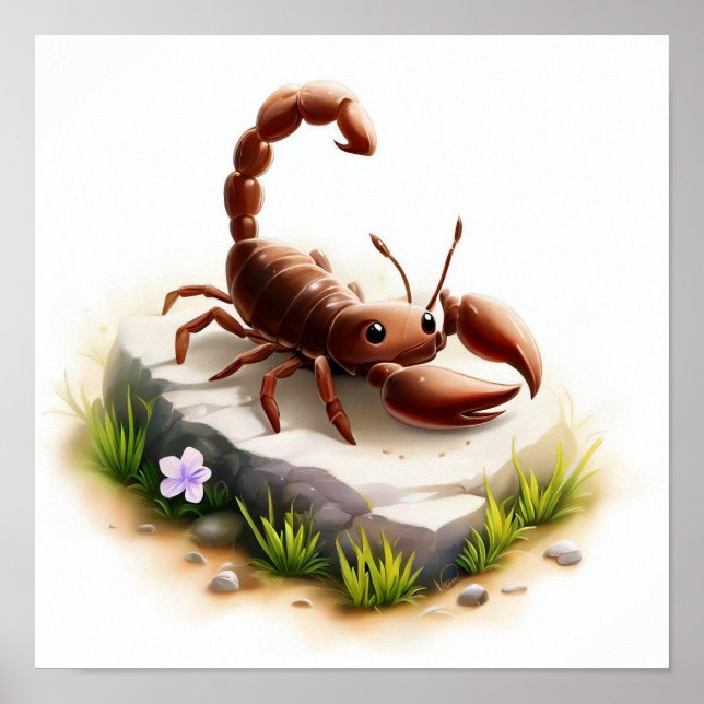 Affiche Une peinture numérique d'un jeune mignon scorpion (Devant)