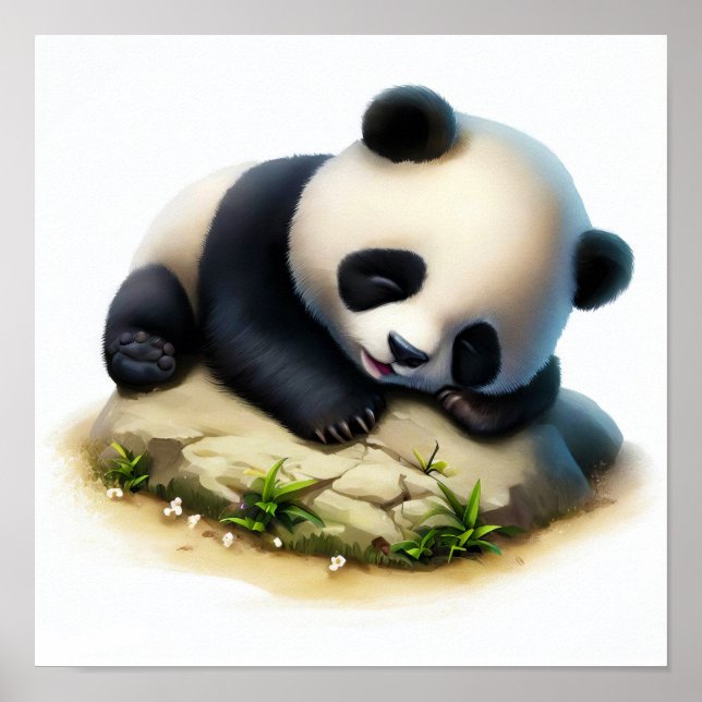 Affiche Une peinture numérique d'un jeune panda mignon (Devant)