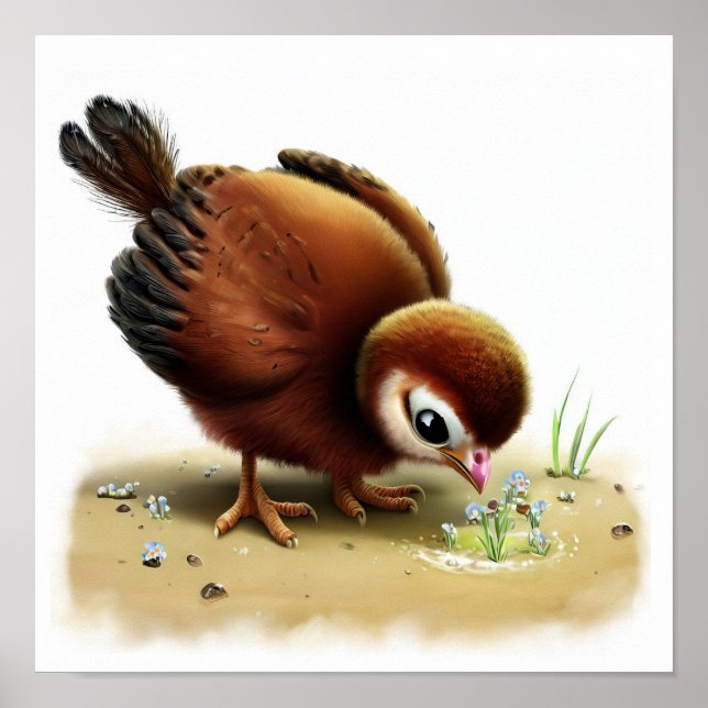 Affiche Une peinture numérique d'un jeune Paon indien mign (Devant)